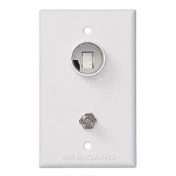 Receptacle Winegard TG-7341 Indoor Use Only; 75 Ohm Coaxial Cable Satellite Input With 12 Volt DC Power Receptacle; Single Receptacle; White - Young Farts RV Parts