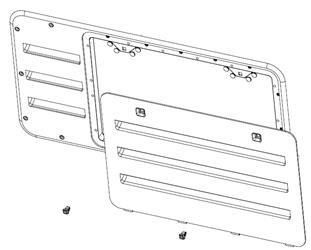Refrigerator Vent Norcold 637318BK Replacement For Norcold 2118 Series Refrigerators; Upper Exhaust And Lower Intake; Dimensions 32-1/2" Length x 18-3/4" Width x 6-1/2" Height And Cut-Out Dimensions 29-5/16" Length x 13-3/4" Height; Radius Corner; Black - Young Farts RV Parts
