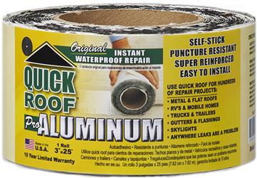 Roof Repair Tape 3" x 25 Foot Roll CoFair Product QR325 Quick Roof ™; Use To Repair Leaks On Metal And Flat Roofs/ RV And Mobile Homes/ Trucks And Trailers/ Gutters/ Flashings And Skylights; Aluminum Foil Tape; - Young Farts RV Parts