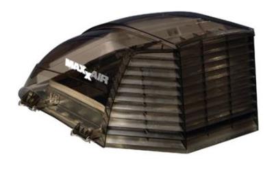 Roof Vent Cover MaxxAir Ventilation Solutions 00-933083 Maxxair II ®, Exterior Mount, Dome Type Ventilation Cover, Vented On Three Sides, For 14" x 14" Vents, 22.08" Length x 18.15" Width, Smoke, Polyethylene - Young Farts RV Parts