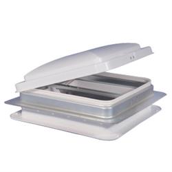 Roof Vent Heng's Industries V071101-C1G1 Manual Opening, For 14" x 14", Fits Roof Thickness From 1" To 2-9/16", With Screen, Without Fan, White, Plastic Base/ Acrylic UV Resistant Translucent Lid, Standard Mount, With Interior Garnish/ Radius Corners - Young Farts RV Parts