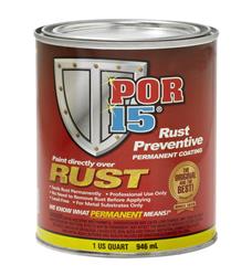 Rust Treatment Por 15 45204 Used To Destroy Old Rust And Prevent New Rust Forming For Automotive/ Industrial/ Marine/ Garage Floors/ Roofs/ HVAC Pipes/ Beams/ Home Appliances; 1 Quart Can; Brush-Top; Single - Young Farts RV Parts