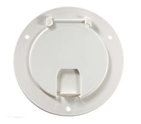 RV Designer® B110 - Deluxe 5.2"D Polar White Round Electric Cable Hatch - Young Farts RV Parts