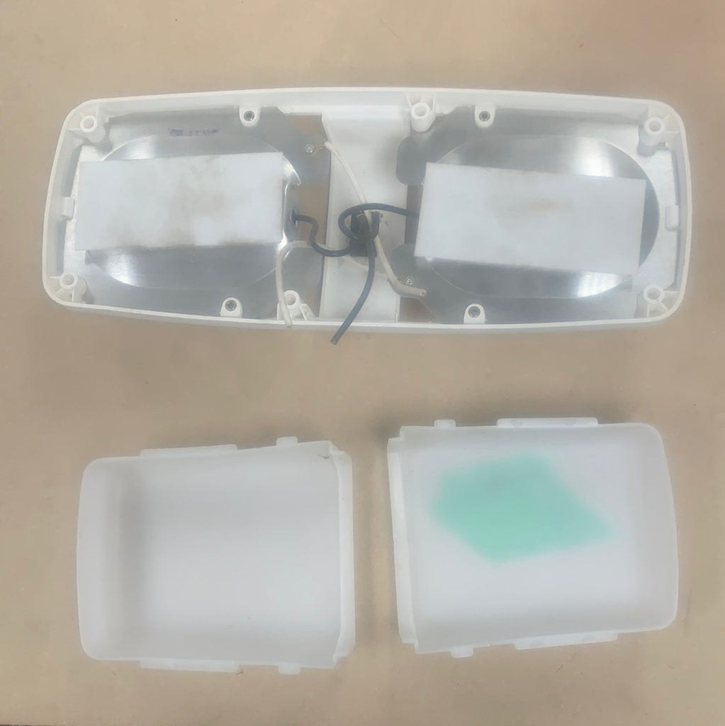 RV interior light Fixture | 30-93-XXX Bargman | *DOUBLE* White Lens - Young Farts RV Parts
