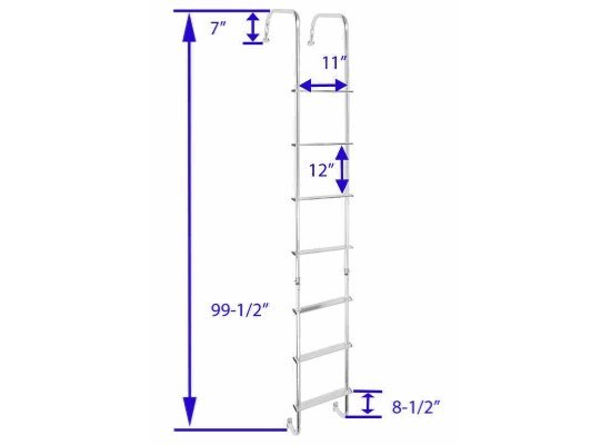 RV Pro LA-401 - Exterior Ladder w/ Hinges - Aluminum - 99-1/2" Tall x 12" Wide - Young Farts RV Parts
