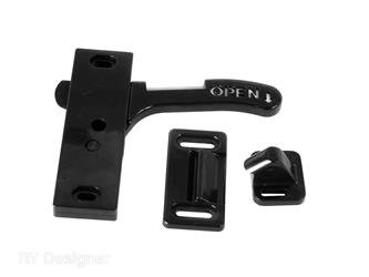 Screen Door Latch RV Designer E285 For RV Designer Amerimax Style Screen Doors; Right Hand Opening; Black - Young Farts RV Parts