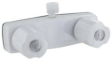 Load image into Gallery viewer, Shower Control Valve Phoenix Products PF213244 2 Valve, Single Piece Wall Mount, Plastic Compression Valve, 4&quot; Center Distance, 2 Hole Application, 2 Knob Handle, White, Plastic Underbody, With Vacuum Breaker To Attach Hand Held Shower Hose - Young Farts RV Parts