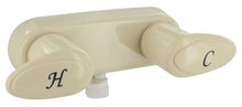 Load image into Gallery viewer, Shower Control Valve Phoenix Products PF223141 2 Valve, Single Piece Wall Mount, 1/4 Turn Washerless Valve, 4&quot; Center Distance, 2 Hole Application, 2 Acrylic Lever Handle, Biscuit, Plastic Underbody, With Vacuum Breaker To Attach Hand Held Shower Hose - Young Farts RV Parts