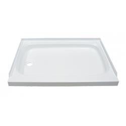 Shower Pan 24" x 32", Lippert Components 210369 Better Bath, Rectangular, With Threshold, Left Hand Drain, White - Young Farts RV Parts