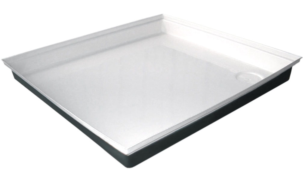 Shower Pan 27" x 24" x 4" , Icon 00461 SP100, Rectangle, With Ready To Drill Drain, Polar White, ABS Plastic - Young Farts RV Parts