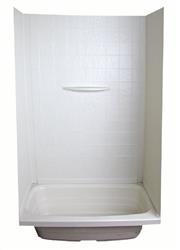 Shower Surround 24" x 40" x 58" Lippert Components 306206 Better Bath, 1 Piece Design, Bath Surround, Parchment, Faux Tile, ABS Plastic - Young Farts RV Parts