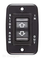 Slide Out Switch RV Designer S141 Use With Slide Out/ Motor Control; Rocker Switch; 5 Pin Terminal; Square Connector; 1.85" x 2.3" Cutout Size; 20 Amp (Continuous); 40 Amp (Peak); Black; With Slide Room Label Bezel - Young Farts RV Parts
