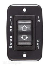 Load image into Gallery viewer, Slide Out Switch RV Designer S141 Use With Slide Out/ Motor Control; Rocker Switch; 5 Pin Terminal; Square Connector; 1.85&quot; x 2.3&quot; Cutout Size; 20 Amp (Continuous); 40 Amp (Peak); Black; With Slide Room Label Bezel - Young Farts RV Parts