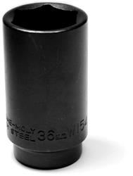 Socket Performance Tool W154 1/2" Drive, 36 Millimeter, Metric, Front Wheel Drive Axle Nut Socket, Black, Chrome Moly Steel - Young Farts RV Parts