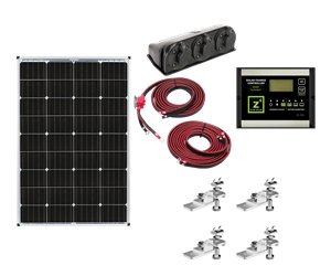 Solar Kit Zamp Solar KIT1003 Hardwired Solar RV Kit, 115 Watt/ 5.6 Amp Charging Current, Class A Monocrystalline Solar Panel, 26.5" Width x 39.5" Height, Surface Mount, 30 Amp PWM Solar Charge Controller - Young Farts RV Parts