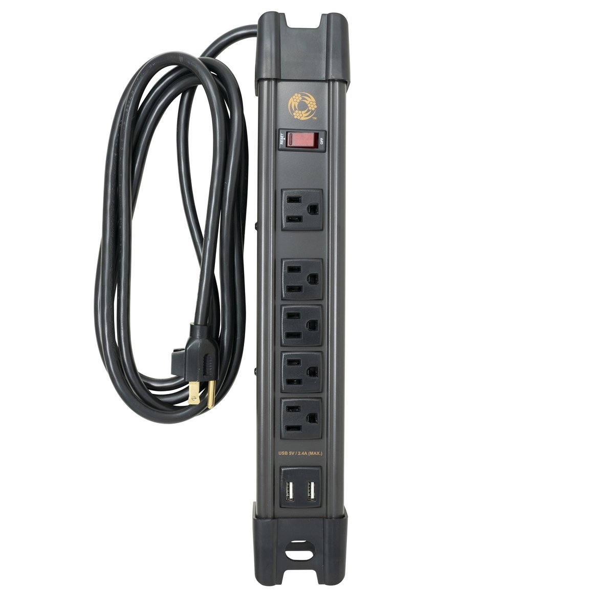 Southwire 5127 - All-Metal, Heavy-Duty Magnetic Power Strip with 2 x 2.4 Amp USB, 5 Outlets and 8 foot Cord - Young Farts RV Parts