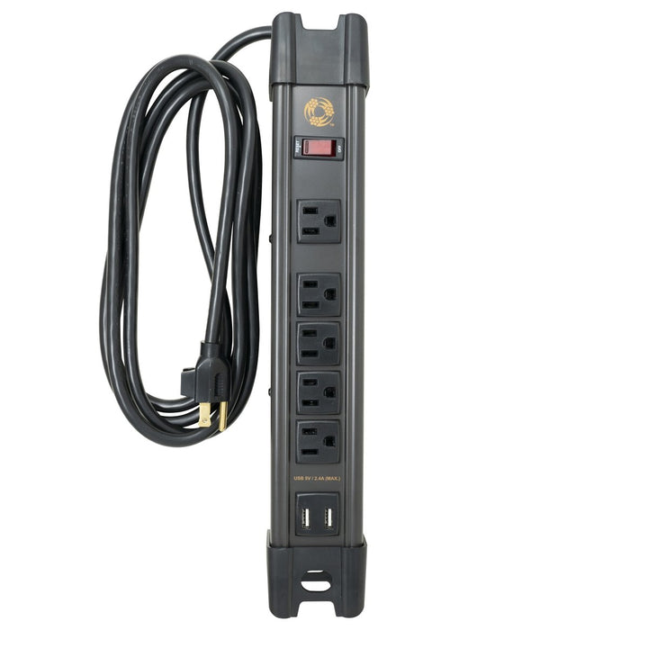 Southwire 5127 - All-Metal, Heavy-Duty Magnetic Power Strip with 2 x 2.4 Amp USB, 5 Outlets and 8 foot Cord - Young Farts RV Parts