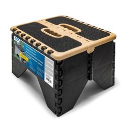 Step Stool Camco 43638 One Step, Foldable, Step Measures 11-1/2" Height x 13" Width, 300 Pound Capacity, Fold Flat To 15" x 14" x 2", UV Stabilized Impact Resistant Resin, With Non Skid Surface - Young Farts RV Parts