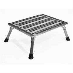 Step Stool Safety Step F-08C-V One Step With Non-Slip Strips And Rubber Leg Tips, Foldable, 19" Width × 15" Length x 8" Height, 1000 Pound Capacity, Silver Vein, Aluminum - Young Farts RV Parts