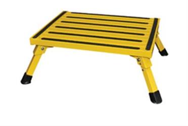 Step Stool Safety Step F-08C-Y One Step With Non-Slip Strips And Rubber Leg Tips, Foldable, 19" Width × 15" Length x 8" Height, 1000 Pound Capacity, Yellow, Aluminum - Young Farts RV Parts