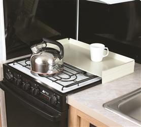Stove Top Cover Camco 43557 Universal Fit; White Powder Coated; Steel; Does Not Silence Stove Rattles - Young Farts RV Parts