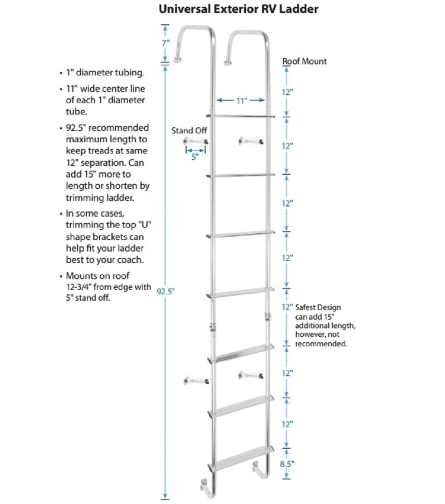 Stromberg Carlson LA-401 Rear Ladder - Silver - Young Farts RV Parts