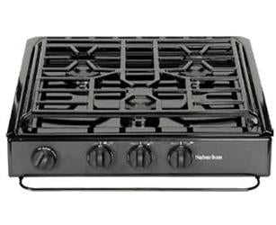 Suburban Stove Cooktop - SCN3BEZ - Black with Piezo Ignition - 3600A - Young Farts RV Parts