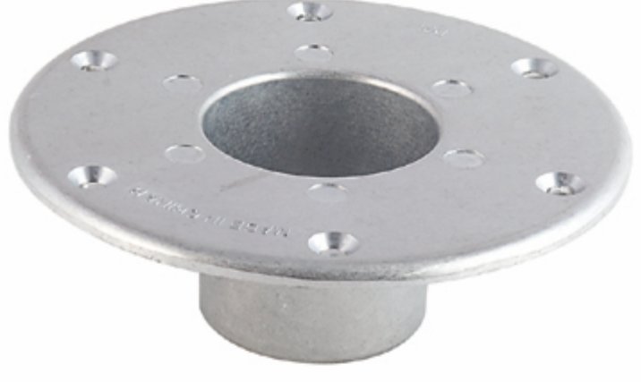 Table Leg Base 6" Diameter AP Products 013-1112 Pedestal Base, Round Flush Mount, x 2" Height, 6 Mounting Holes - Young Farts RV Parts