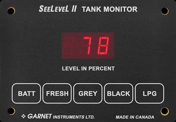 Tank Monitor System SeeLevel 709-1003 SeeLevel II ™, Used To Monitor Battery Voltage/ Fresh Water Tank/ Gray Water tank/ Black Water Tank/ LPG Tank Levels, LED Display, 2.8" x 4", Measures Tanks Up To 3 Holding Tanks And 1 LPG Tank - Young Farts RV Parts