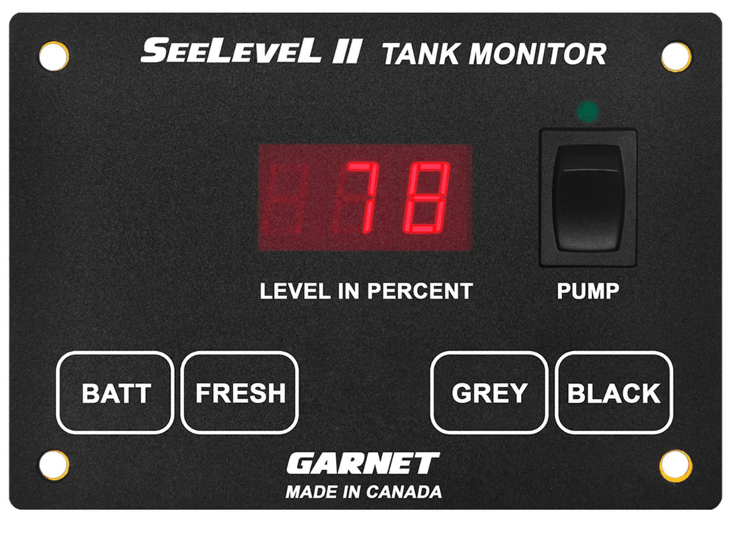 Tank Monitor System SeeLevel 709-P3-1003 SeeLevel II ™, Used To Monitor Battery Voltage/ Fresh Water Tank/ Gray Water tank/ Black Water Tank Levels, LED Display With 3-Way Pump Switch, 2.8" x 4", Measures Tanks Up To 3 Holding Tanks - Young Farts RV Parts
