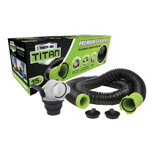 Thetford 17858 - Titan 15' Black Premium Sewer Kit with Bilingual Package - Young Farts RV Parts