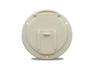 Thetford® 94327 - 4.6"D Colonial White Round Electric Cable Hatch with Back - Young Farts RV Parts