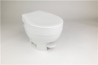 Toilet Thetford 31833 Aqua-Magic ® VI, Permanent, Low Profile, Round SloClose ™ Seat And Cover With 12-15/16" Seat Height, Pedal Flush Control, Full Bowl Flush, White, 17-13/16" Length x 15-1/8" Width x 14" Height - Young Farts RV Parts