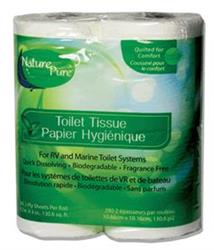 Toilet Tissue Custom Products Program 25965 Nature Pure™, 2 Ply, 4 Roll Pack, 280 Sheets Per Roll, For All RV And Marine Toilets, Biodegradable/ Dissolves Rapidly - Young Farts RV Parts