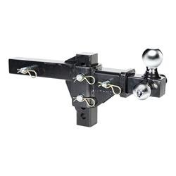 Trailer Hitch Ball Mount Husky Towing 30001 Class III/ IV, Fits 2" Receiver, 2000-6000-10000 Gross Trailer Weight/ 200-600-1000 Tongue Weight, Chrome Tri-Ball- 1-7/8" And 2" And 2-5/16", Adjustable, Non-Folding, Black - Young Farts RV Parts