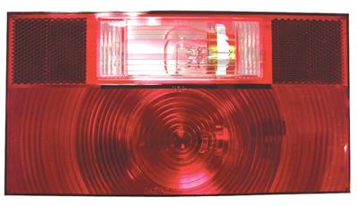 Trailer Light Peterson Mfg. V25912 Stop/ Turn/ Tail Light, Incandescent Bulb, Rectangular, Red, 8-9/16" Length x 4-5/8" Width, With Reflex/ Backup Light - Young Farts RV Parts