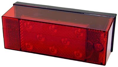 Trailer Light Peterson Mfg. V856L Stop/ Turn/ Tail Light, LED, Rectangular, Red Lens, 7.94" x 2.88", With Carriage Mounting Bolts/ License Light - Young Farts RV Parts