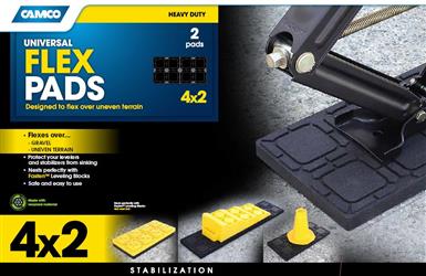 Trailer Stabilizer Jack Stand Pad Camco 44601 Flex Pads, Protects Levelers And Stabilizers From Sinking On Uneven Terrain, Works With Fasten Leveling Blocks Or Alone, 4 x 2, UV Resistant and Weather Proof - Young Farts RV Parts