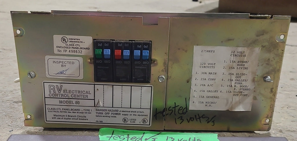 Used 30 AMP Underwriters Laboratories DC Distribution Panel - Young Farts RV Parts
