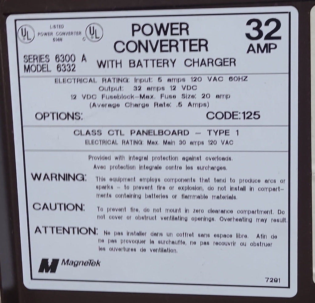 Used 32 AMP Converter 6300 A Model 6332 - Young Farts RV Parts
