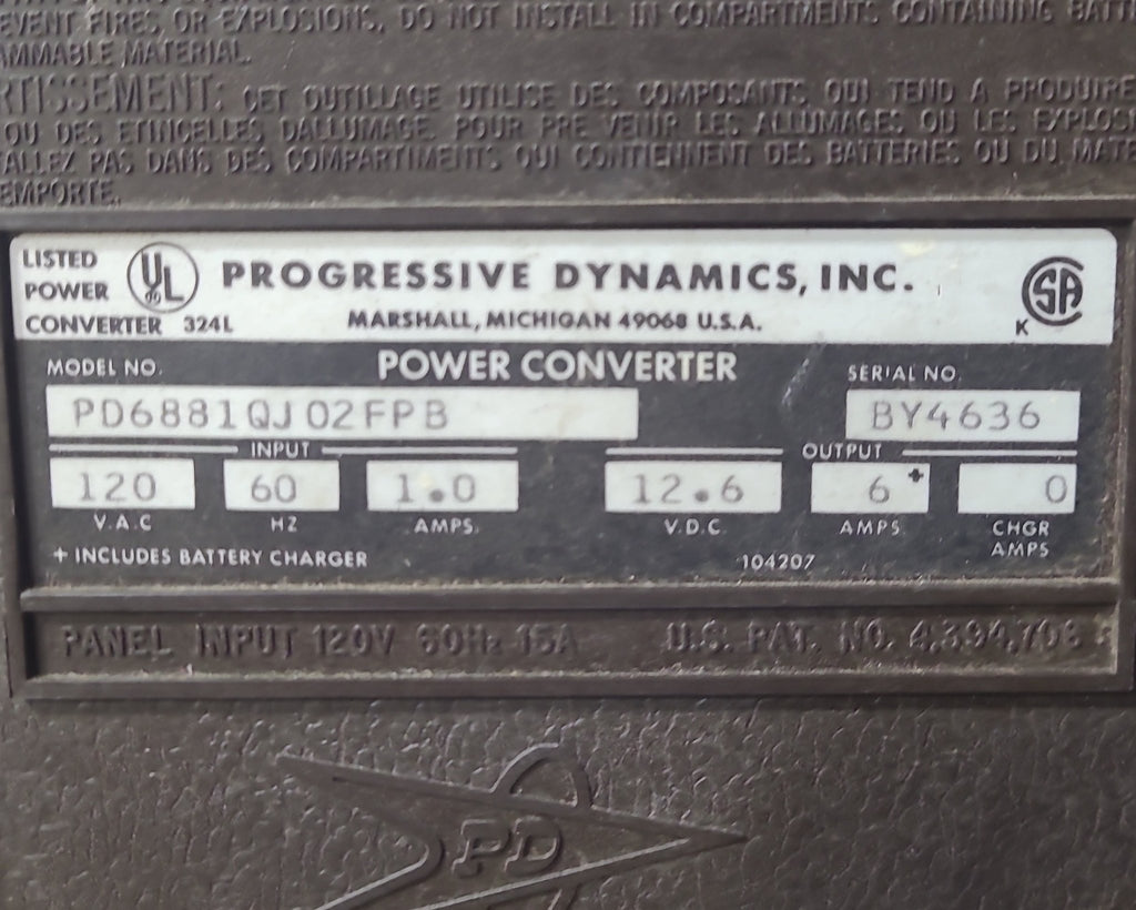Used 6 AMP PROGRESSIVE DYNAMICS Electric Control Center - Young Farts RV Parts
