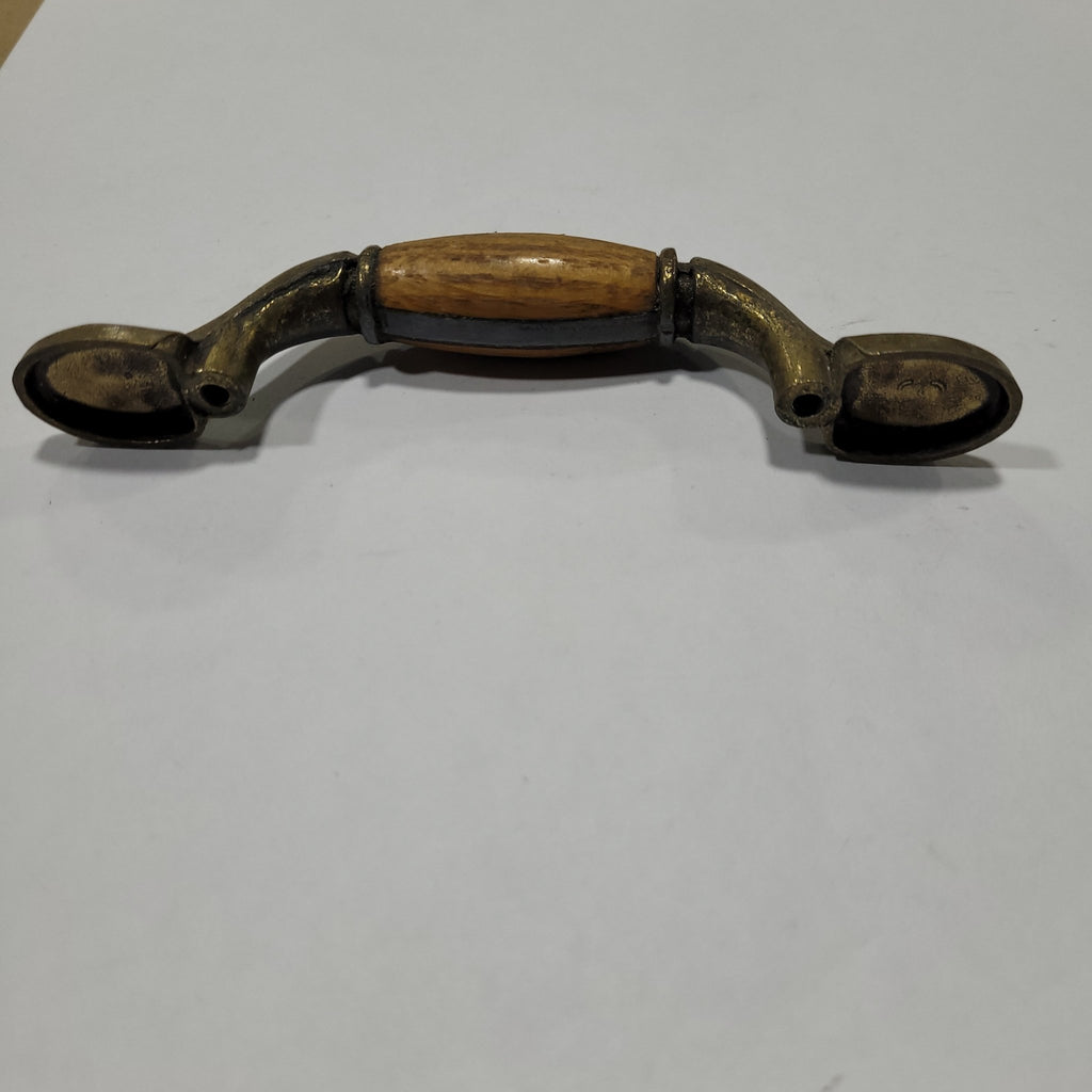 Used Antiqued Bronze (with wooden center) Cabinet Handle With 3" Hole Spacing - Young Farts RV Parts