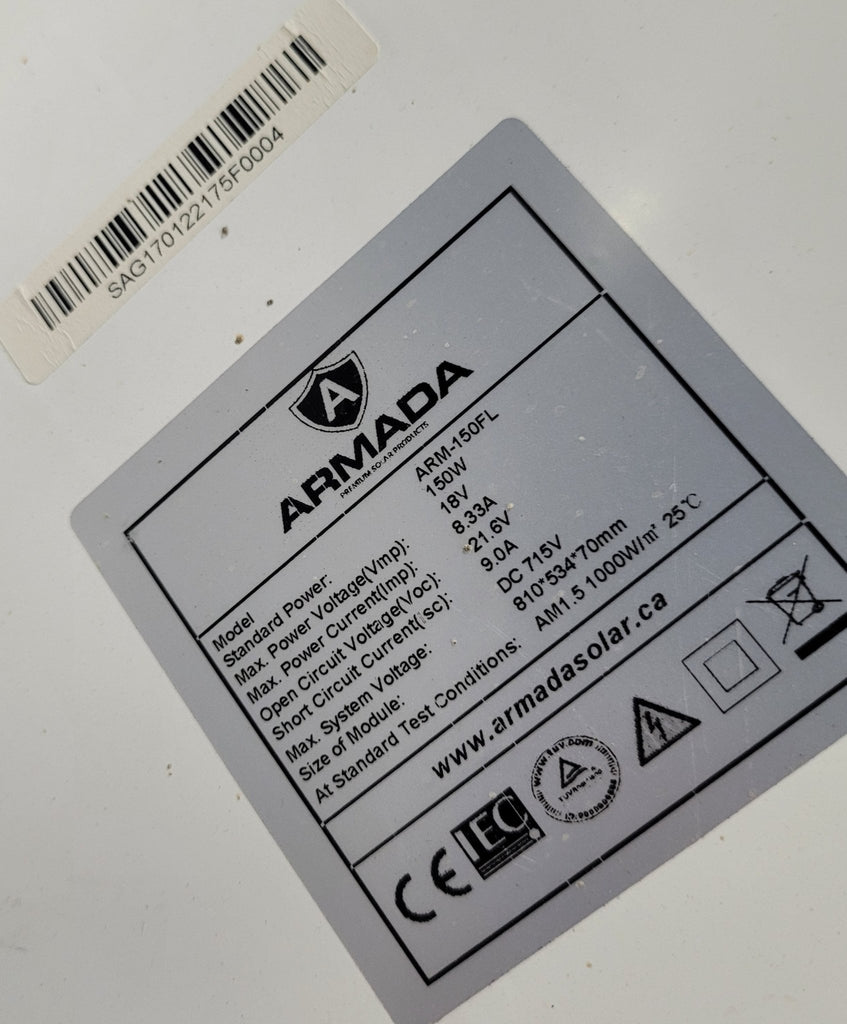 Used ARMADA Solar Panel Kit ARM-150FL - Young Farts RV Parts