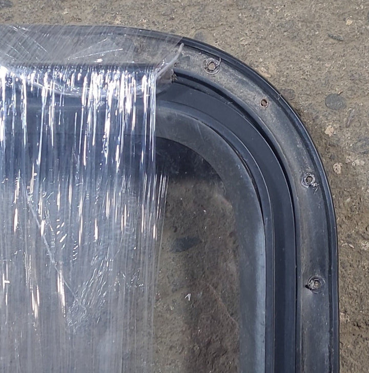 Used Black Radius Emergency Opening Window : 21 3/4" W x 59 3/4" H x 1 1/4" D - Young Farts RV Parts