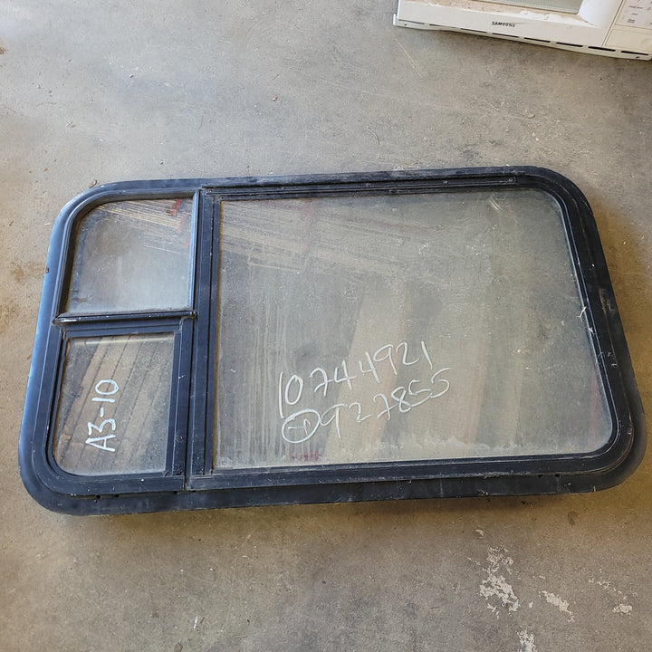 Used Black Radius Emergency Opening Window : 22 X 36 X 2" D - Young Farts RV Parts