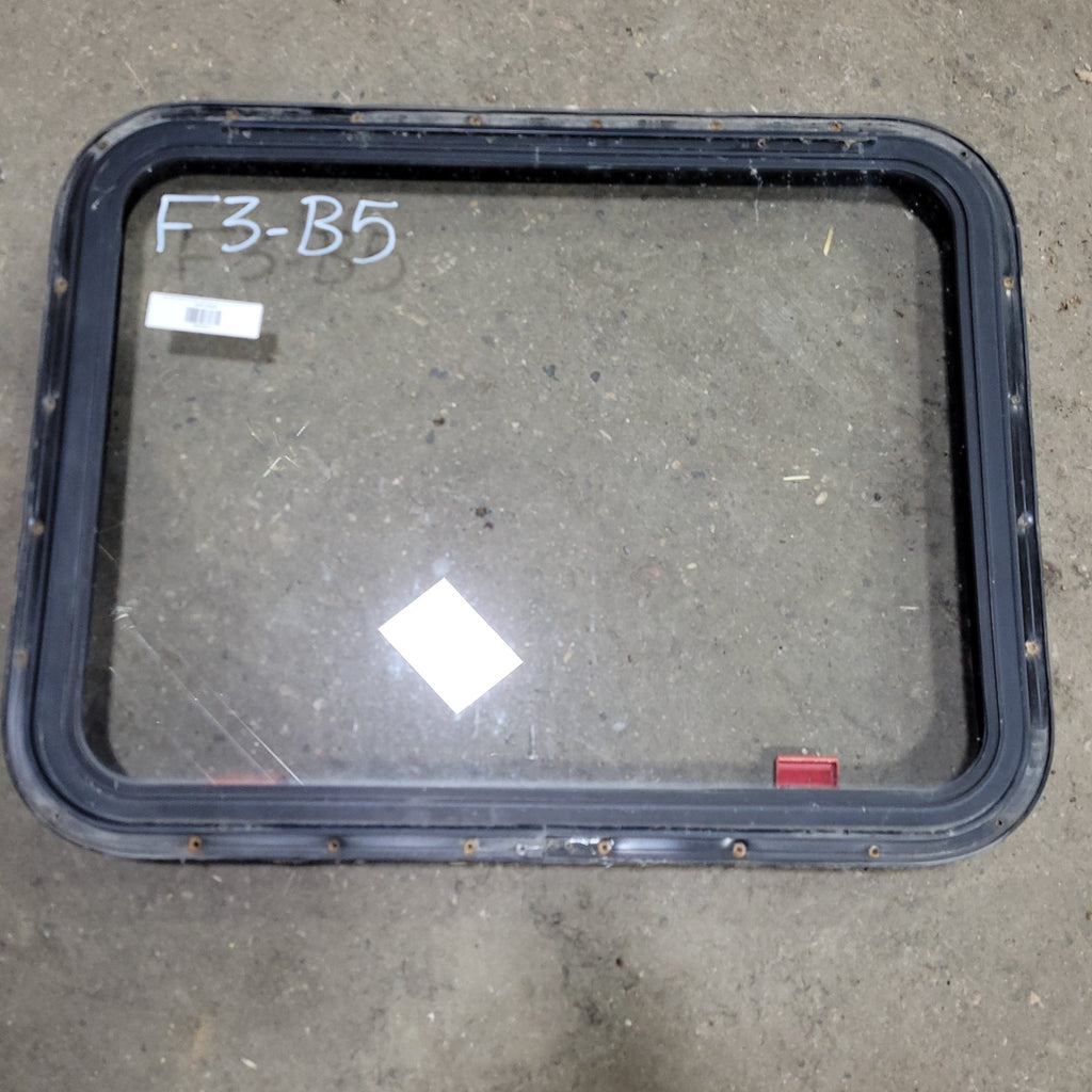 Used Black Radius Emergency Opening Window : 29 1/2" X 22 1/2" X 2" D - Young Farts RV Parts