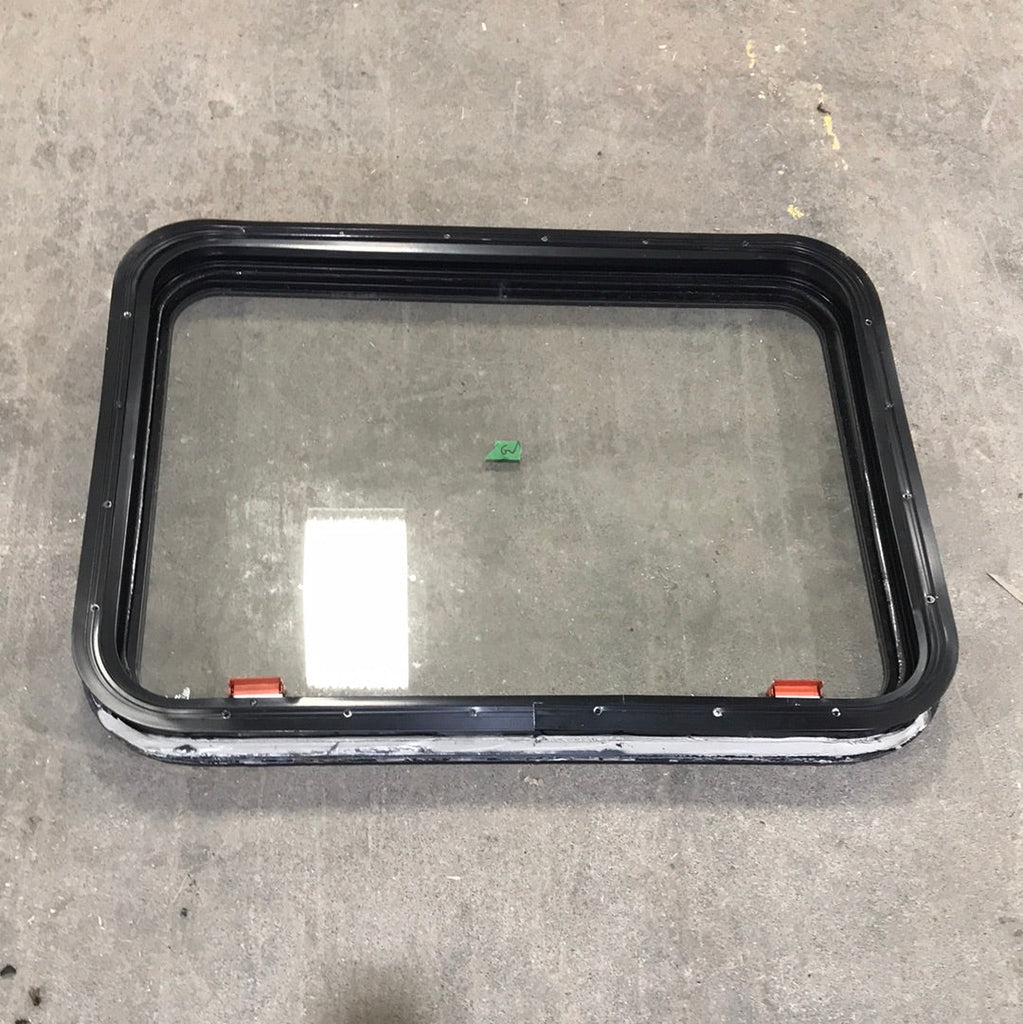 USED Black Radius Emergency Opening Window : 29 3/4" W X 21 3/4" H X 2" D - Young Farts RV Parts