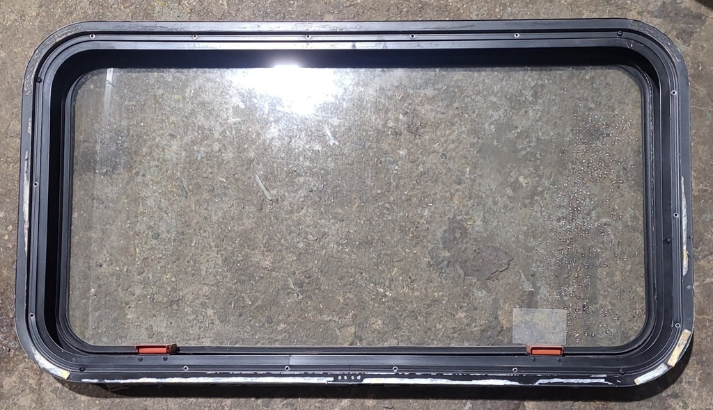 Used Black Radius Emergency Opening Window : 35 1/2" W x 18 3/4" H x 1 3/4" D - Young Farts RV Parts