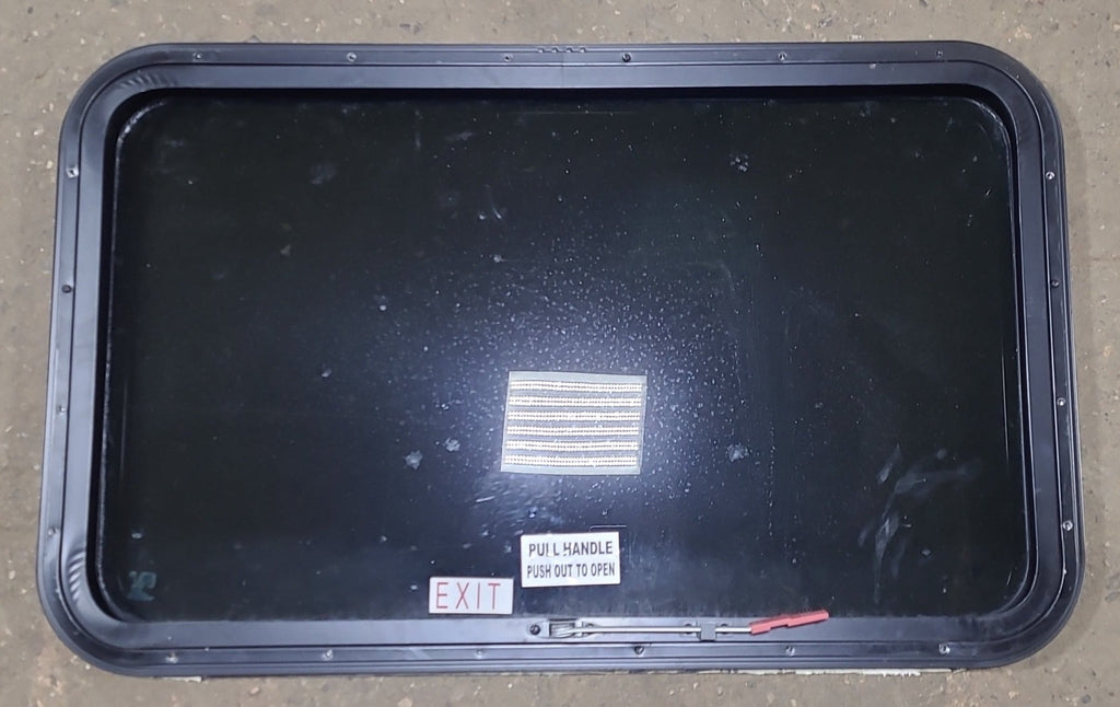 Used Black Radius Emergency Opening Window : 35 1/2" W x 21 1/2" H x 1 1/4" D - Young Farts RV Parts