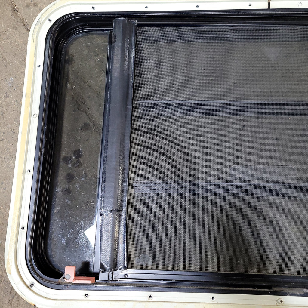 Used Black Radius Emergency Opening Window : 35 1/4" W X 21 1/2" H X 1 7/8" D - Young Farts RV Parts